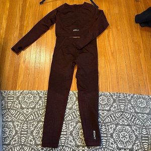Echt apparel workout set, maroon, worn 3-5 times